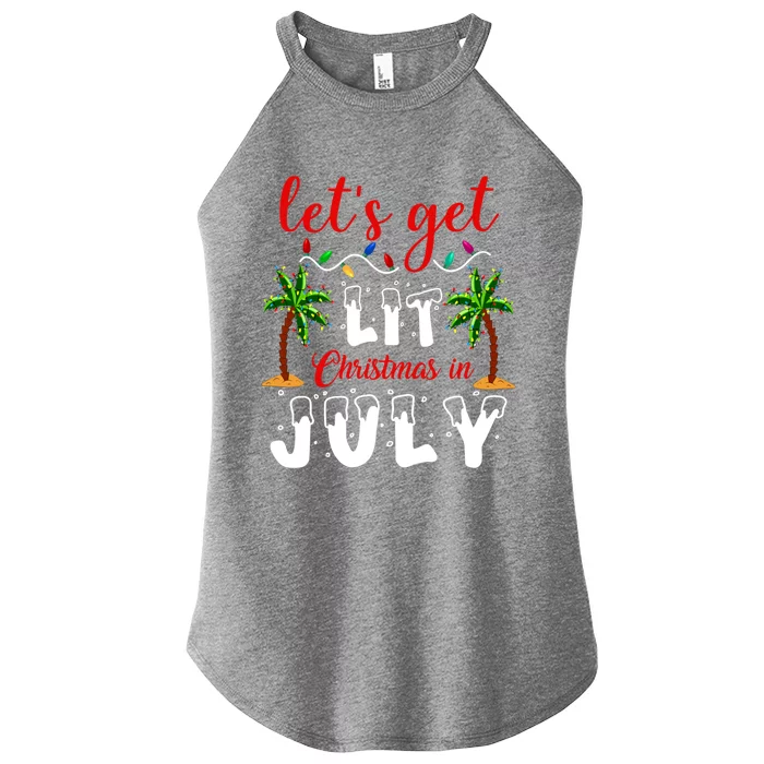 Let's Get Lit Christmas In July Summer Holiday Cute Gift Women’s Perfect Tri Rocker Tank