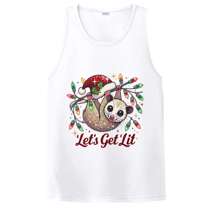 LetS Get Lit Drinking Santa Hat Funny Christmas Opossum Performance Tank