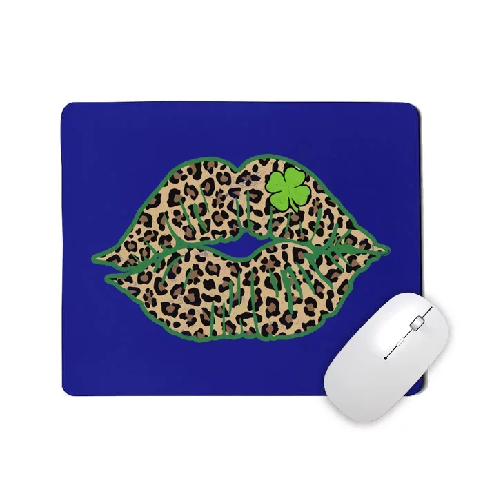 Leopard Green Lips Sexy Irish Culture Leaf Clover Funny St Funny Gift Mousepad