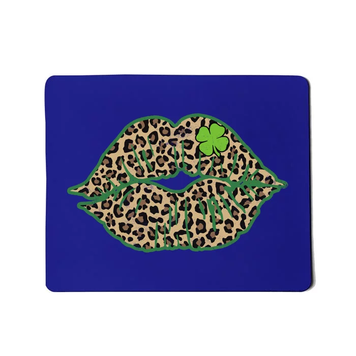 Leopard Green Lips Sexy Irish Culture Leaf Clover Funny St Funny Gift Mousepad