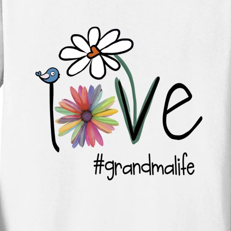 Love Grandma Life Art Flower Kids Long Sleeve Shirt