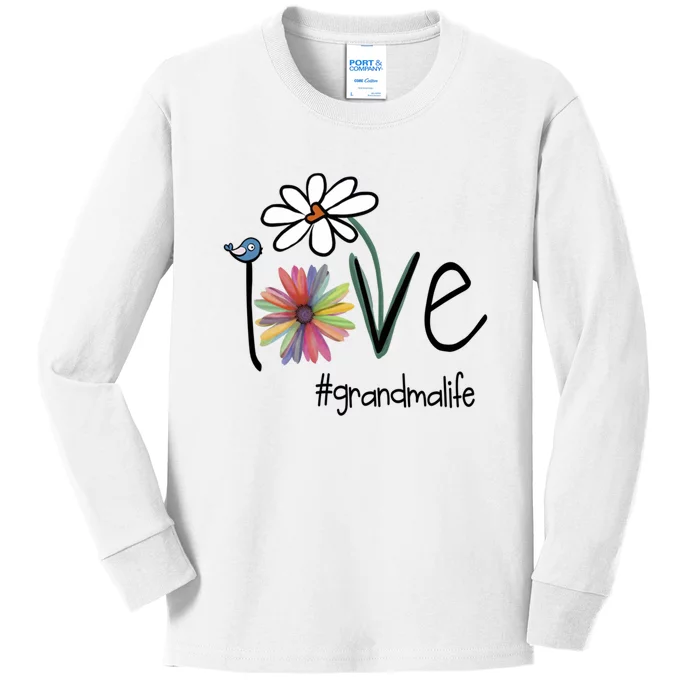 Love Grandma Life Art Flower Kids Long Sleeve Shirt