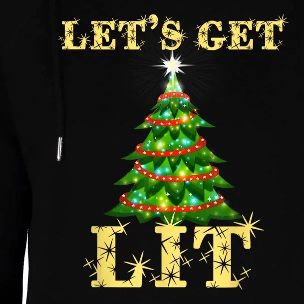 LetS Get Lit Drinking Funny Christmas Womens Funnel Neck Pullover Hood