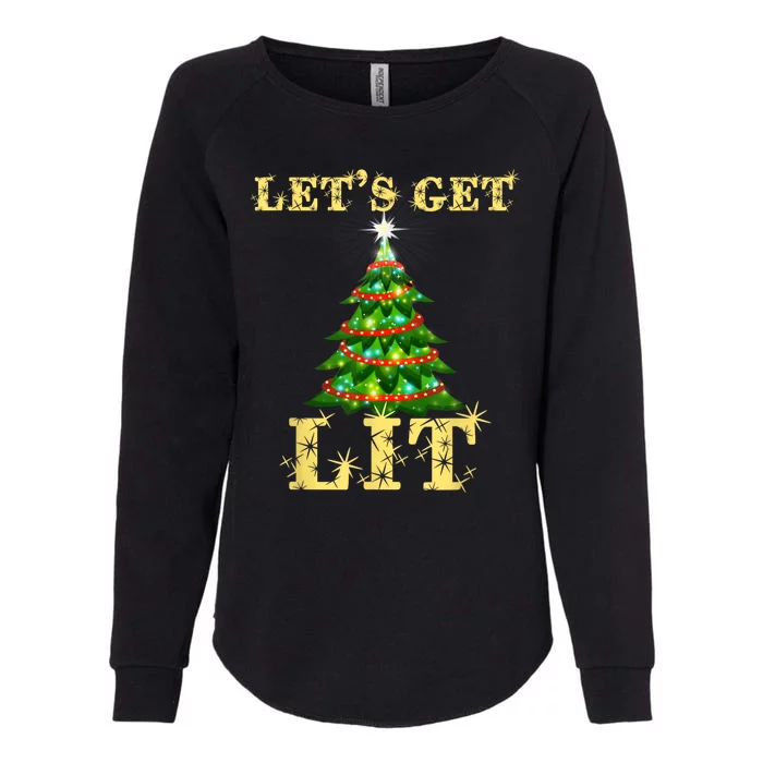 LetS Get Lit Drinking Funny Christmas Womens California Wash Sweatshirt