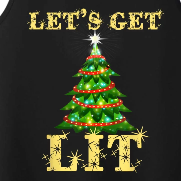 LetS Get Lit Drinking Funny Christmas Performance Tank