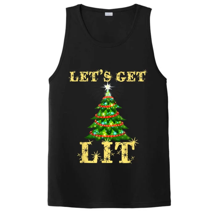 LetS Get Lit Drinking Funny Christmas Performance Tank