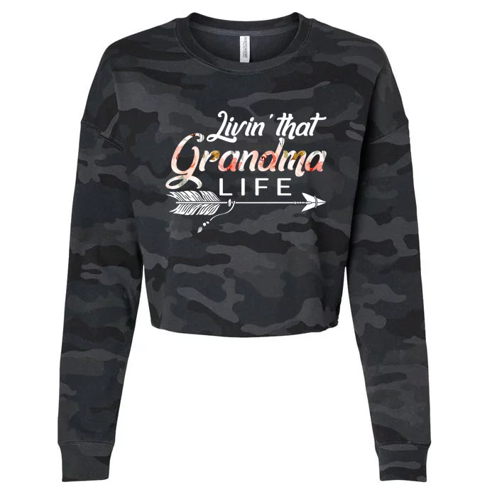 Living Grandma Life Mothers Day Christmas Grandparents Day Cool Gift Cropped Pullover Crew