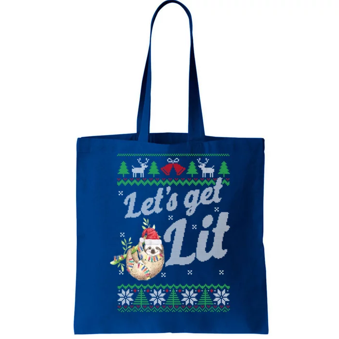 Let's Get Lit Funny Sloth Christmas Funny Sloth Lovers Meaningful Gift Tote Bag