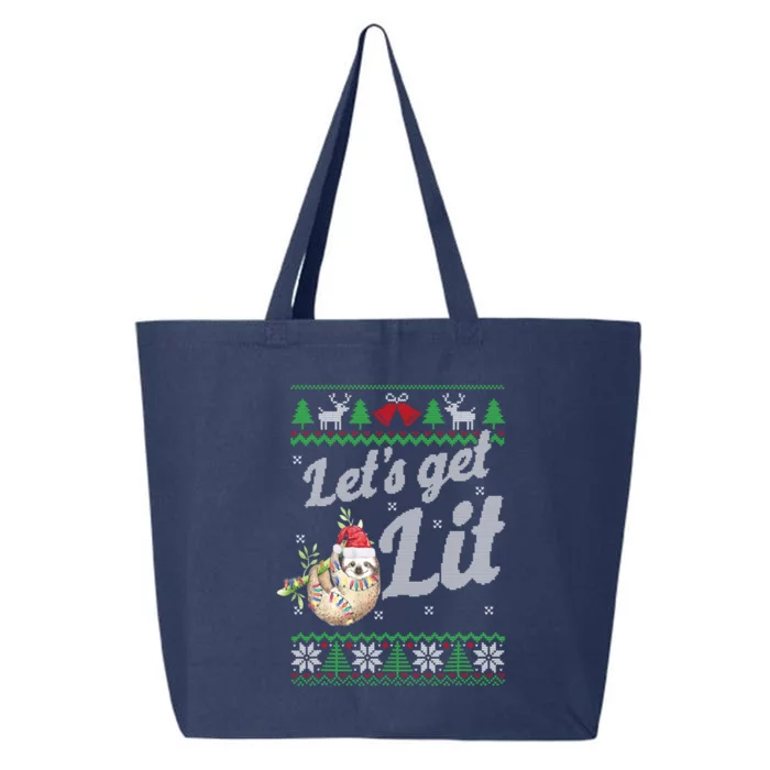 Let's Get Lit Funny Sloth Christmas Funny Sloth Lovers Meaningful Gift 25L Jumbo Tote