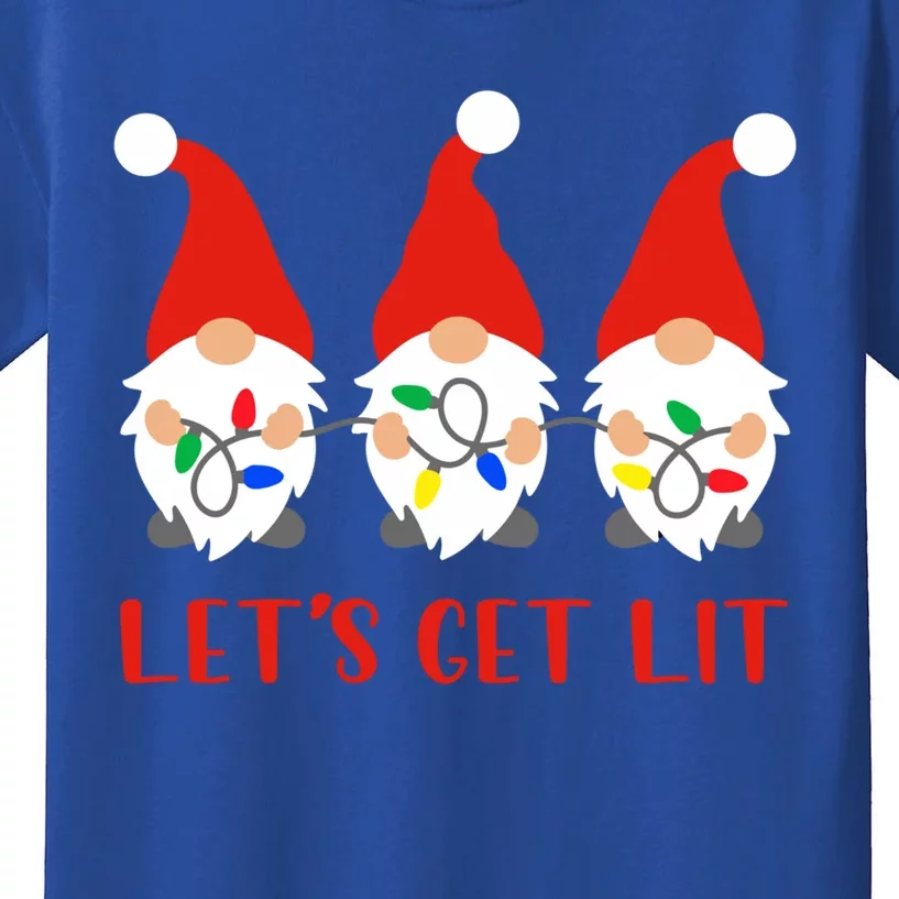 Let's Get Lit Gnome Squad Xmas Lights Christmas Pajama Funny Meaningful Gift Kids T-Shirt