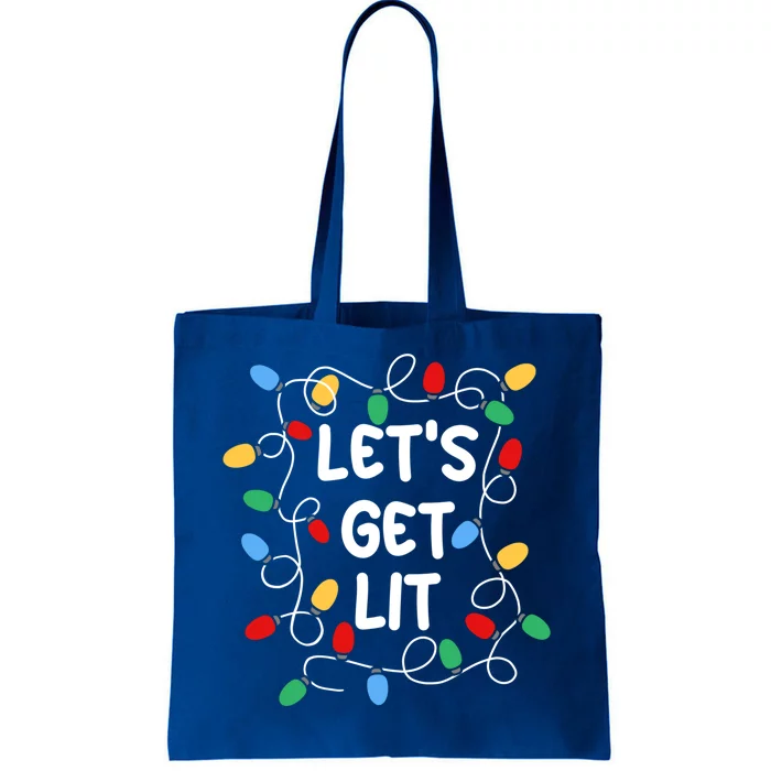 Let's Get Lit Christmas Lights Xmas Pajama Holiday Boy Girl Gift Tote Bag