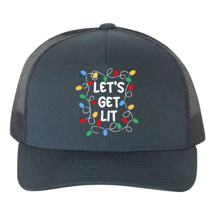 Let's Get Lit Christmas Lights Xmas Pajama Holiday Boy Girl Gift Yupoong Adult 5-Panel Trucker Hat