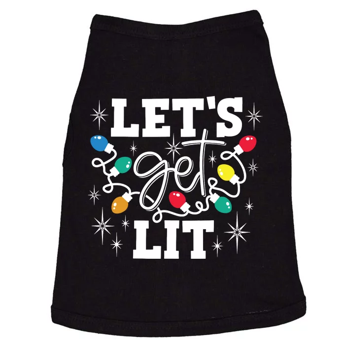 Lets Get Lit Drinking Santa Hat Christmas Lights Funny Doggie Tank