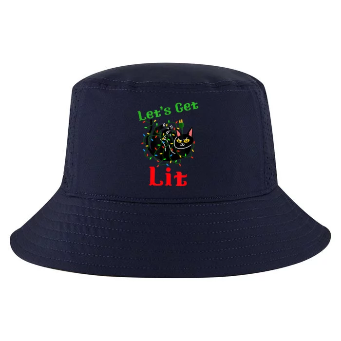 LetS Get Lit Funny Christmas Holiday Cat Cool Comfort Performance Bucket Hat