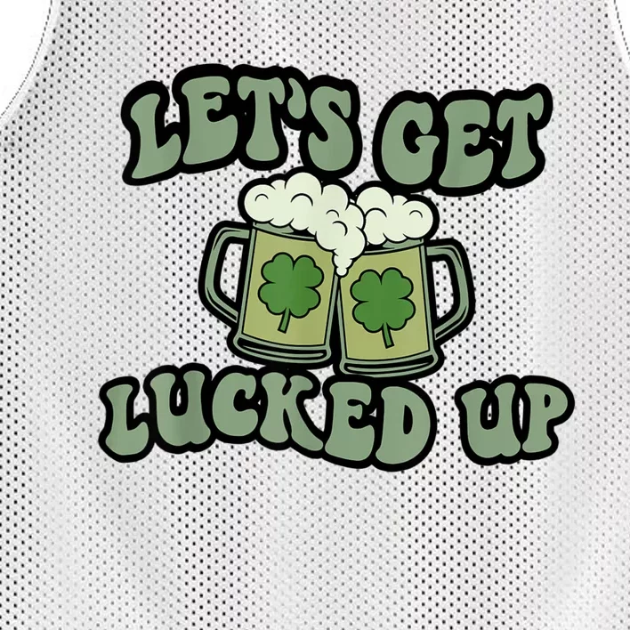 Lets Get Lucked Up Lucky Clovers St Patricks Day Beer Drink Mesh Reversible Basketball Jersey Tank