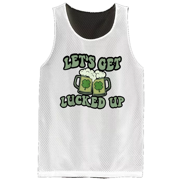 Lets Get Lucked Up Lucky Clovers St Patricks Day Beer Drink Mesh Reversible Basketball Jersey Tank