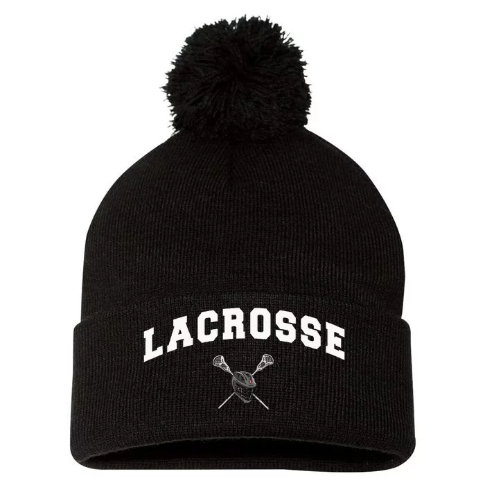 Lacrosse Gifts Lax Lacrosse Player Stick Pom Pom 12in Knit Beanie