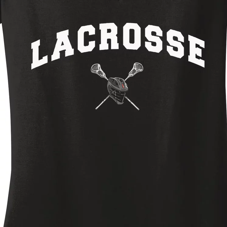 Lacrosse Gifts Lax Lacrosse Player Stick Women's V-Neck T-Shirt