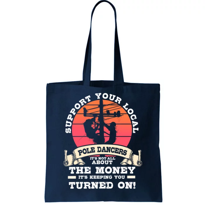 Lineman Gifts Line Worker Image On Back Of Tote Bag