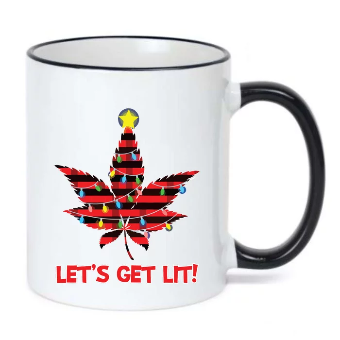 Lets Get Lit Christmas Marijuana Cannabis Weed Ugly Black Color Changing Mug