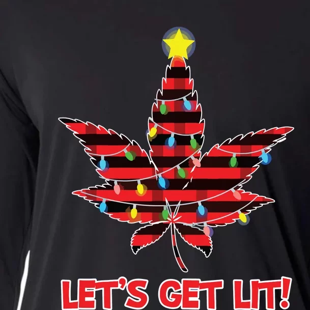 Lets Get Lit Christmas Marijuana Cannabis Weed Ugly Cooling Performance Long Sleeve Crew