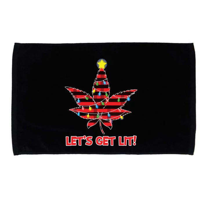 Lets Get Lit Christmas Marijuana Cannabis Weed Ugly Microfiber Hand Towel