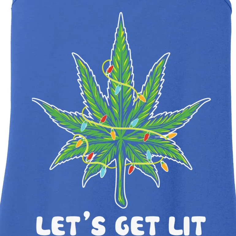 Let's Get Lit Christmas Cool Gift Funny Marijuana Leaf Weed Xmas Gift Ladies Essential Tank