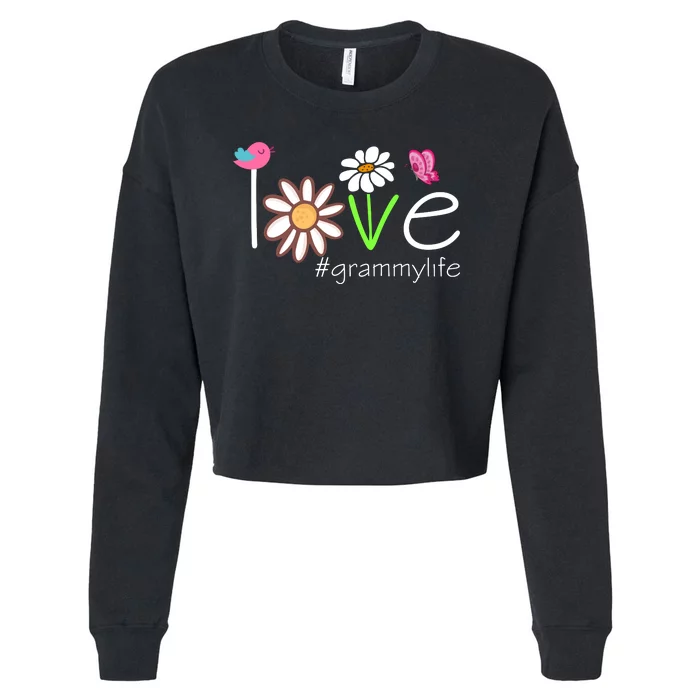 Love Grammy Life Cute Matching Family Cropped Pullover Crew