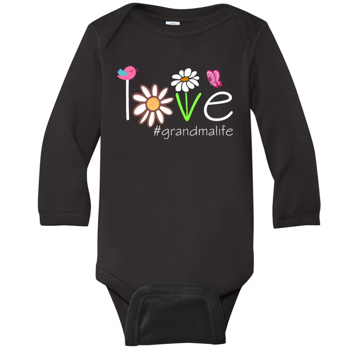 Love Grandma Life Cute Matching Family Baby Long Sleeve Bodysuit