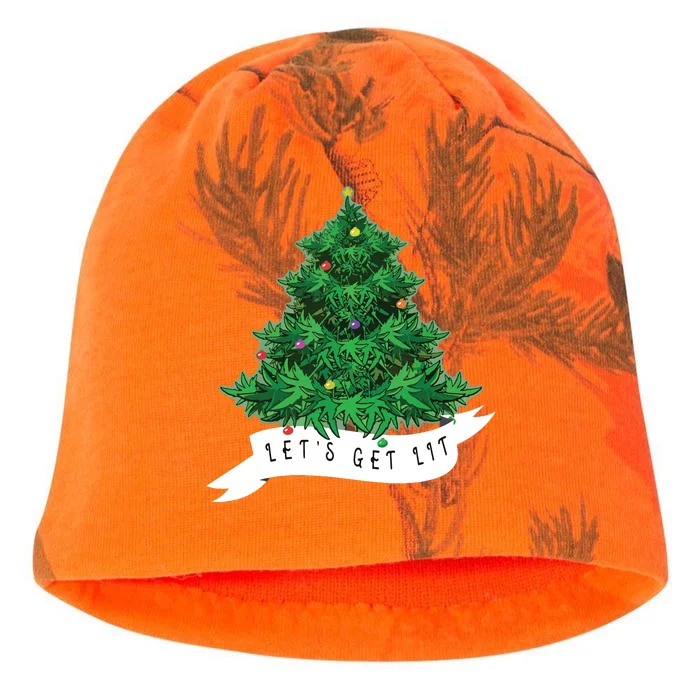 Lets Get Lit Weed Xmas Tree Gift Marijuana Christmas Kati - Camo Knit Beanie