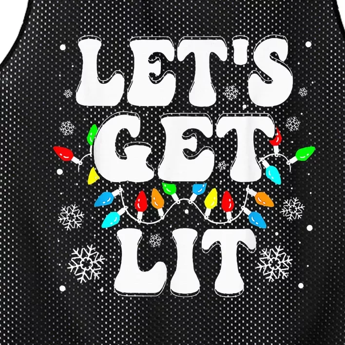 LetS Get Lit Funny Christmas Lights Xmas Pajamas Holiday Mesh Reversible Basketball Jersey Tank