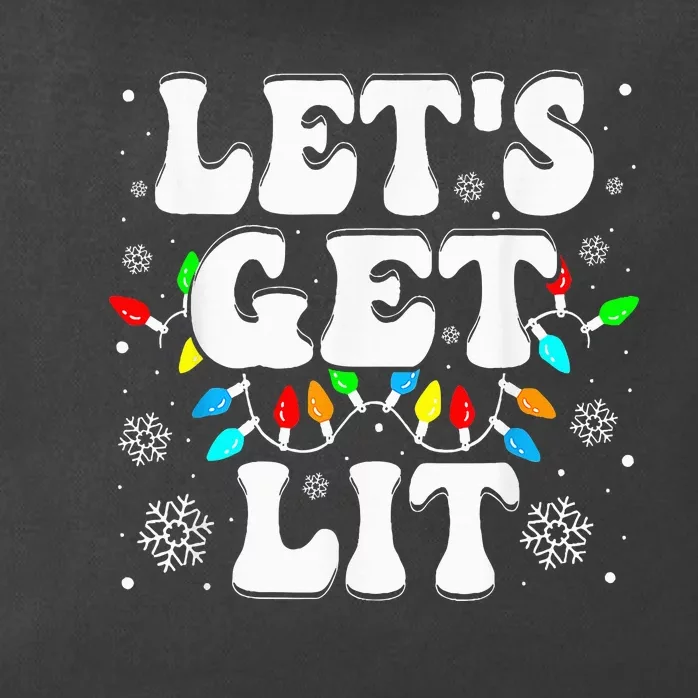 LetS Get Lit Funny Christmas Lights Xmas Pajamas Holiday Zip Tote Bag