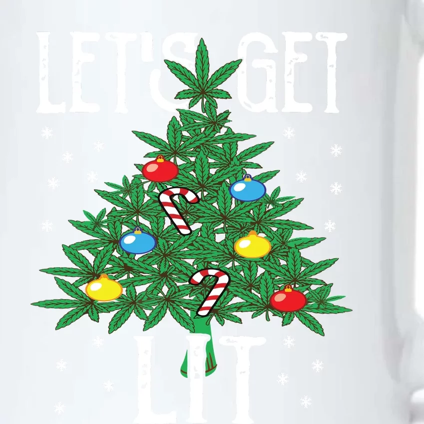 Lets Get Lit Marijuana Leaf Christmas Tree Cannabis Weed Black Color Changing Mug