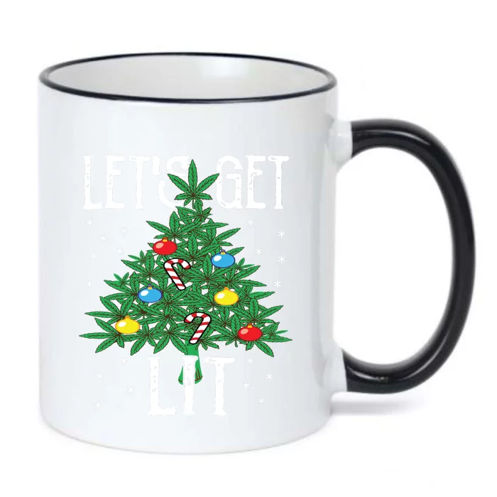 Lets Get Lit Marijuana Leaf Christmas Tree Cannabis Weed Black Color Changing Mug