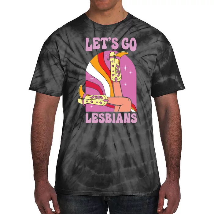 Lets Go Lesbians Lgbtq Lesbian Pride Month Cowgirl Tie-Dye T-Shirt