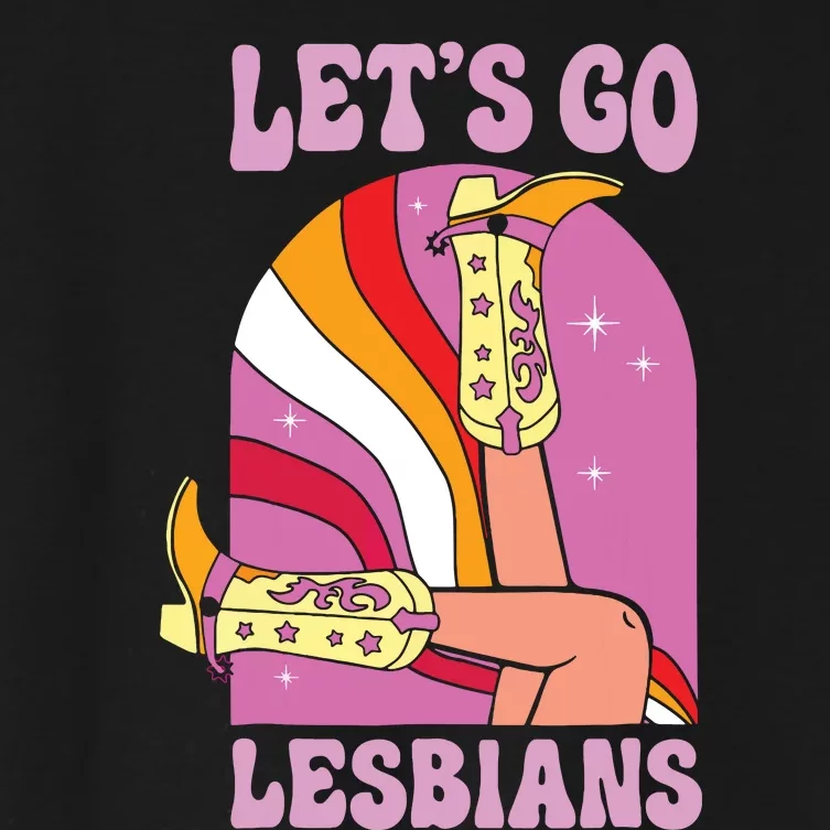 Lets Go Lesbians Lgbtq Lesbian Pride Month Cowgirl Women's Crop Top Tee