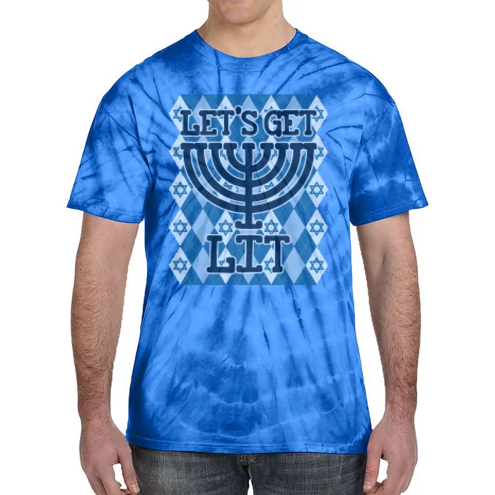 Let's Get Lit Ugly Hanukkah Sweater Chanukah Party Gift Tie-Dye T-Shirt