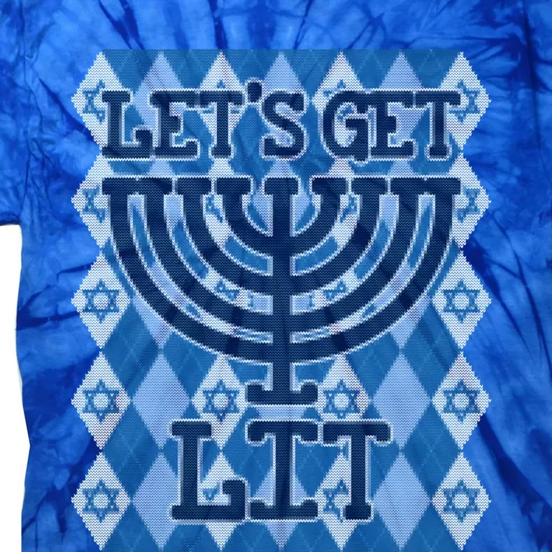 Let's Get Lit Ugly Hanukkah Sweater Chanukah Party Gift Tie-Dye T-Shirt