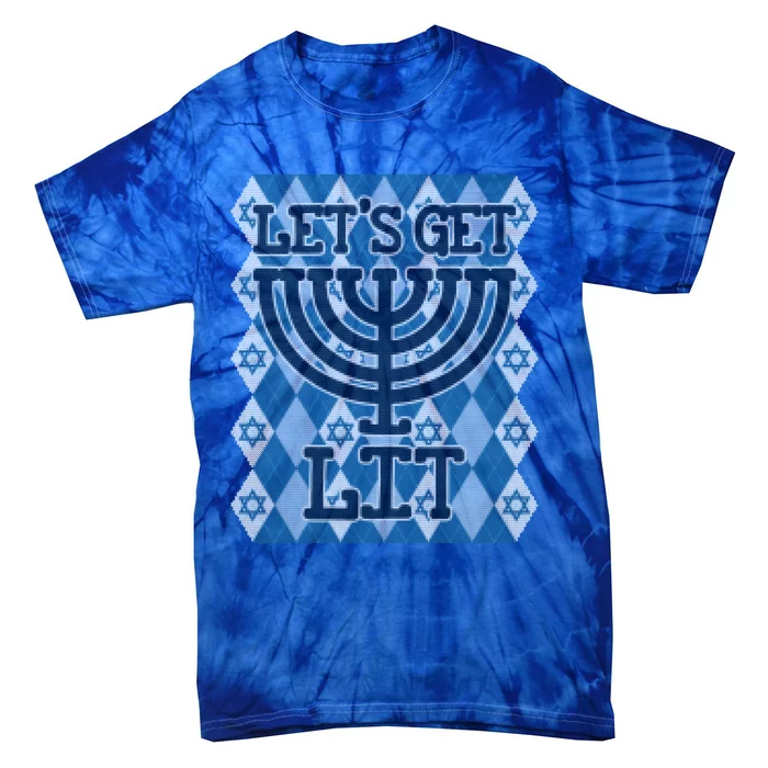 Let's Get Lit Ugly Hanukkah Sweater Chanukah Party Gift Tie-Dye T-Shirt