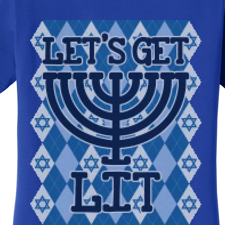 Let's Get Lit Ugly Hanukkah Sweater Chanukah Party Gift Women's T-Shirt