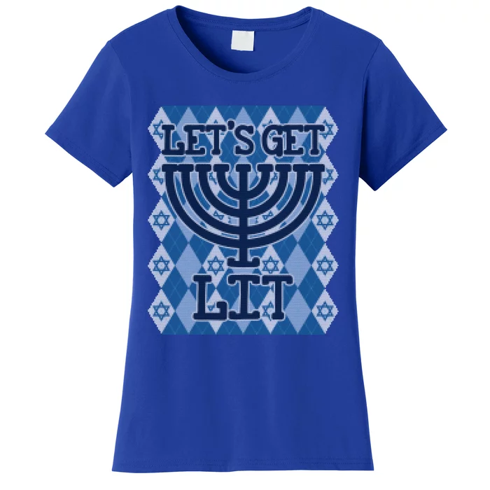 Let's Get Lit Ugly Hanukkah Sweater Chanukah Party Gift Women's T-Shirt