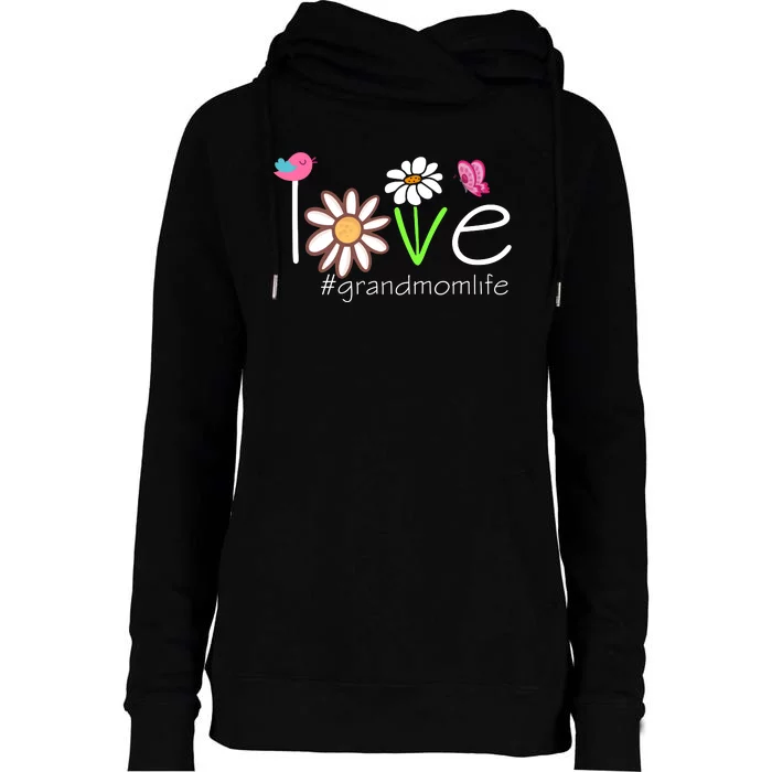 Love Grandmom Life Cute Matching Family Womens Funnel Neck Pullover Hood