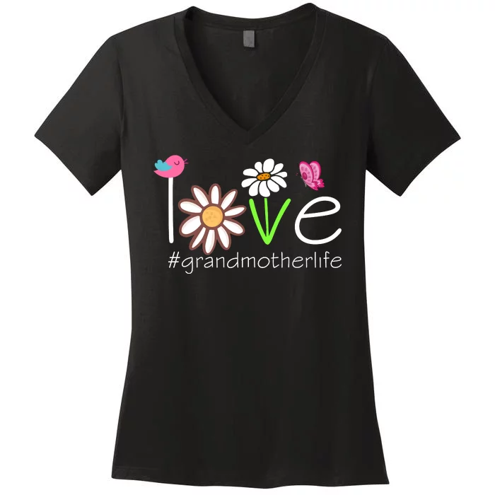 Love Grandmother Life Cute Matching Family Women's V-Neck T-Shirt