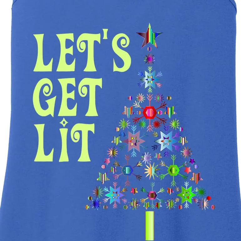 Let's Get Ligift Christmas Tree Lights Xmas Pajama Cute Gift Ladies Essential Tank