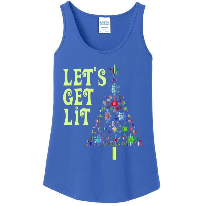 Let's Get Ligift Christmas Tree Lights Xmas Pajama Cute Gift Ladies Essential Tank