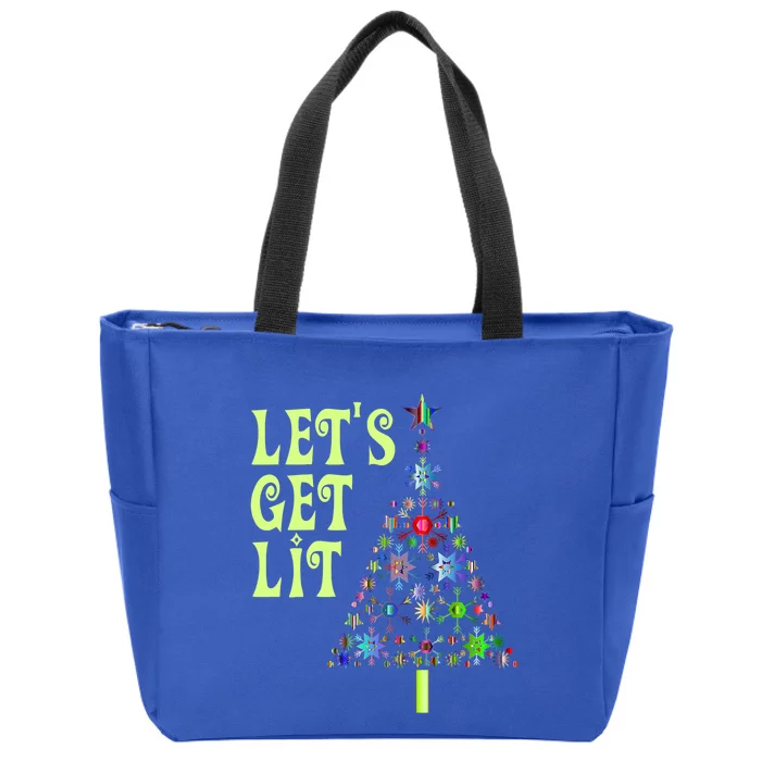 Let's Get Ligift Christmas Tree Lights Xmas Pajama Cute Gift Zip Tote Bag