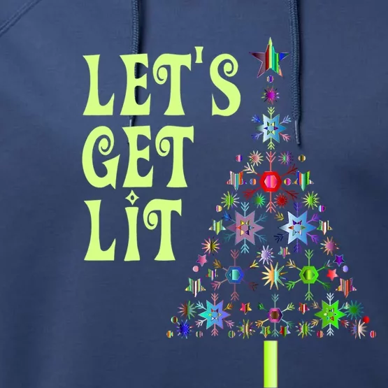 Let's Get Ligift Christmas Tree Lights Xmas Pajama Cute Gift Performance Fleece Hoodie