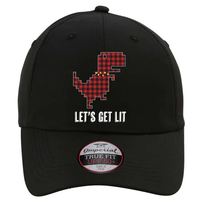 Let's Get Lit Christmas Tgiftrex Dino Red Plaid Buffalo Print Gift The Original Performance Cap