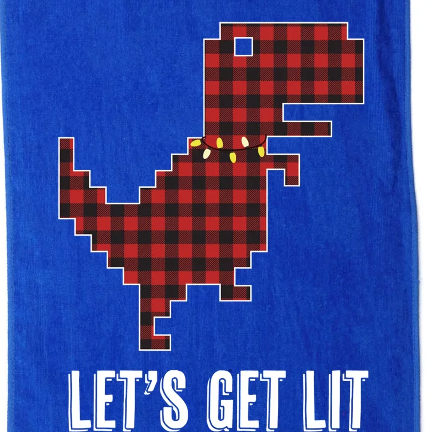 Let's Get Lit Christmas Tgiftrex Dino Red Plaid Buffalo Print Gift Platinum Collection Golf Towel