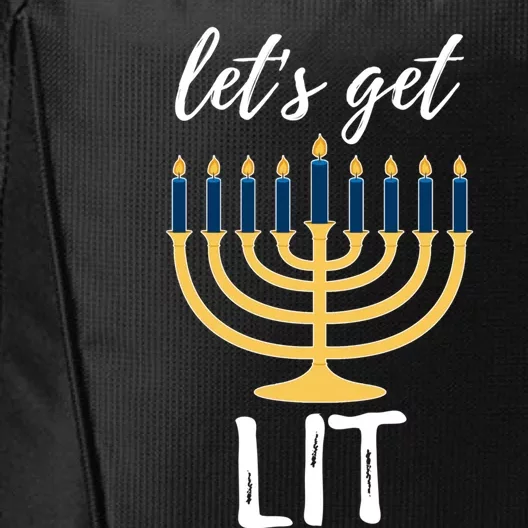 Let's Get Lit Funny Hanukkah Menorah Candles Jewish Gift City Backpack